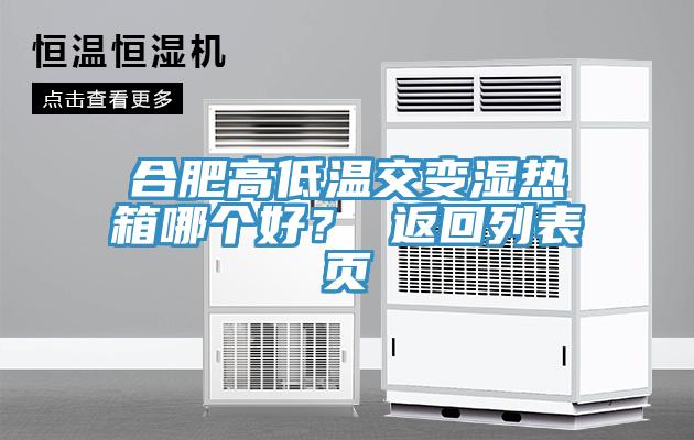 合肥高低溫交變濕熱箱哪個好？ 返回列表頁